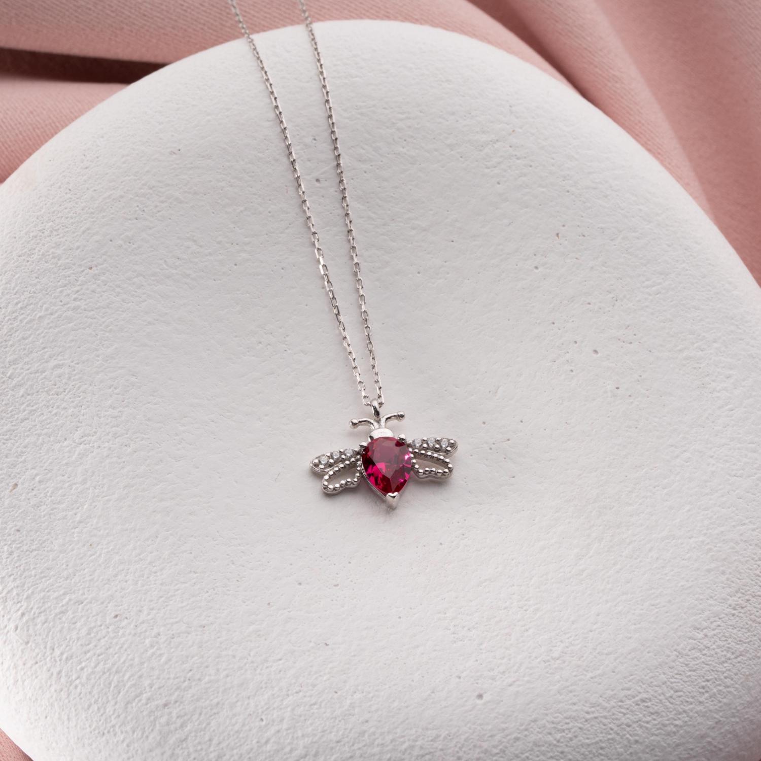 Bee Birthstone Necklace, Gold Insect Pendant: Bee Lover Gift