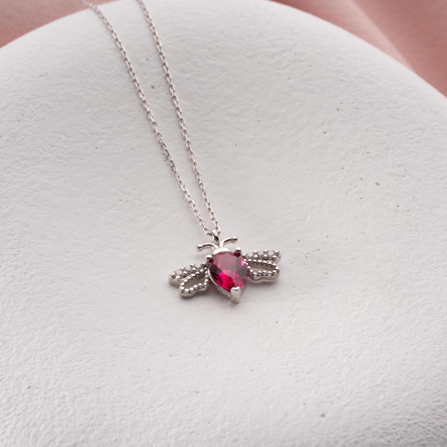 Bee Birthstone Necklace, Gold Insect Pendant: Bee Lover Gift